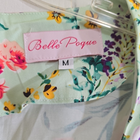 NWT Belle Poque Retro Fit and Flare Pin-up Dress Medium Mint Green Floral - Picture 3 of 8